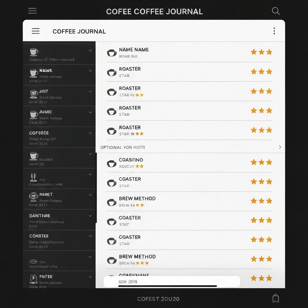BeanDiary coffee journal main screen showing brew entries