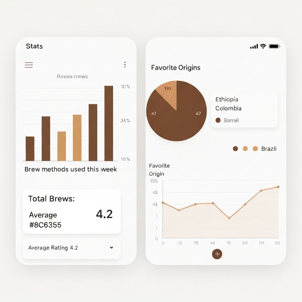 Coffee statistics showing brew methods and weekly trends